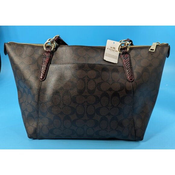 COACH NWT $378 AVA Signature red snake‎ embossed trim bag - Picture 6 of 10